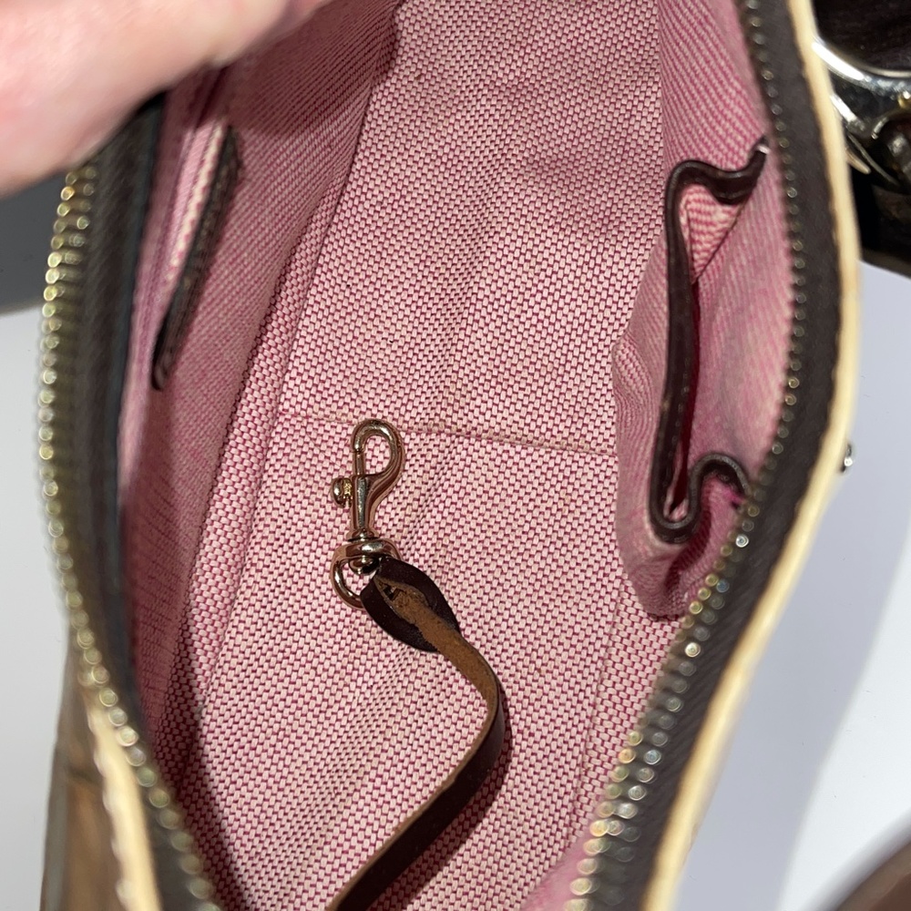 DOONEY & BOURKE TAN CROC BIT LEATHER HOBO PURSE - Picture 11 of 12